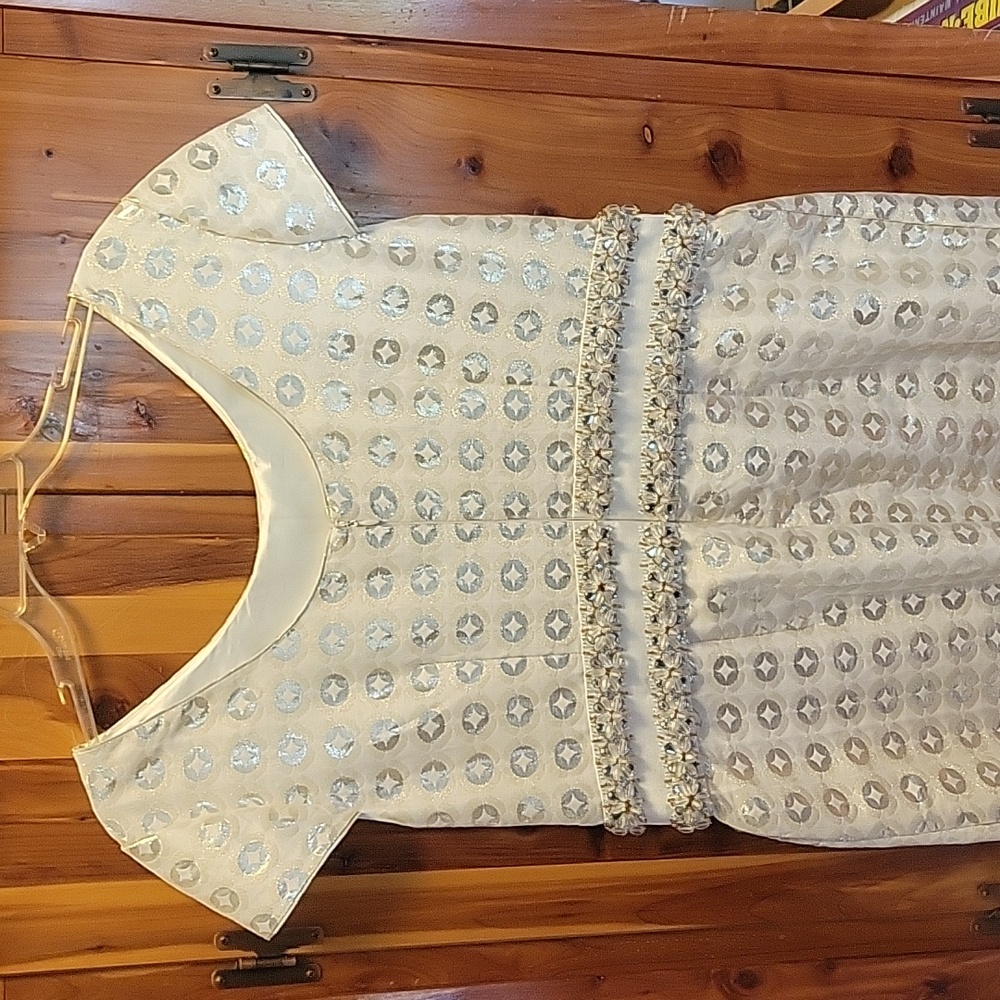 Boden Ivory and Gold Embellished Cap-Sleeve Dress - Picture 4 of 7